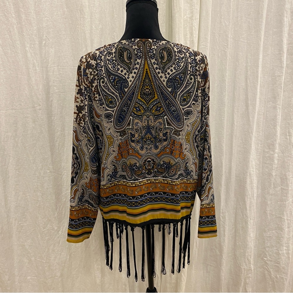Joseph Ribkoff Multicolor‎ Paisley Design, Fringe - Picture 4 of 5